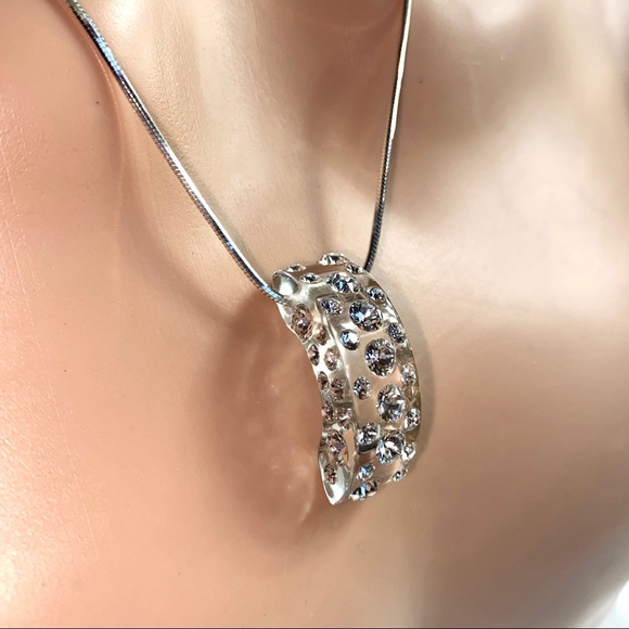 Acrylic Crystal Necklace Embellished With Genuine “Crystal Stone Elements” - Picture 3 of 14